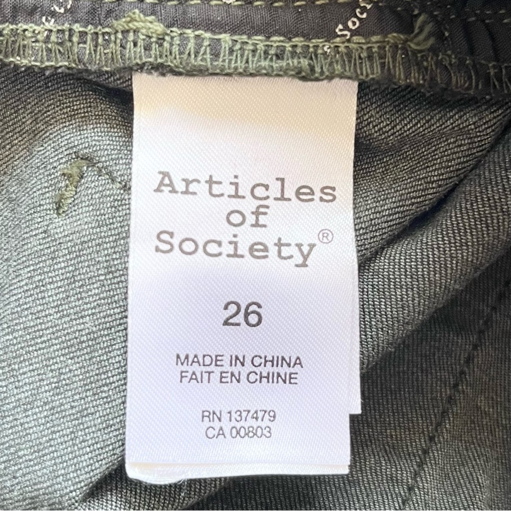 ARTICLES OF SOCIETY Mid-Rise Super Soft Ankle Skinny Green Denim Jeans 26 NWT - Picture 9 of 12